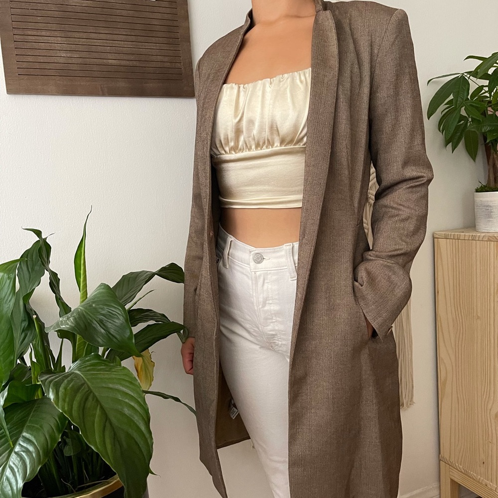 Vintage Tan Brown Coat Blazer Max Studio
